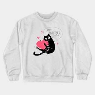 happy valentines day, heart cat love day Crewneck Sweatshirt